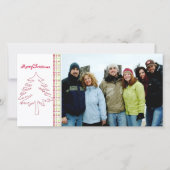 ラズベリープレイドツリー&スノーフレークメリークリスマス シーズンカード (正面)