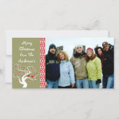 ラズベリープレイドツリー&スノーフレークメリークリスマス シーズンカード (正面)