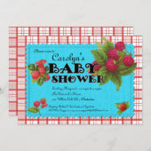 ラズベリーベビーシャワー招待状 招待状 (正面/裏面)