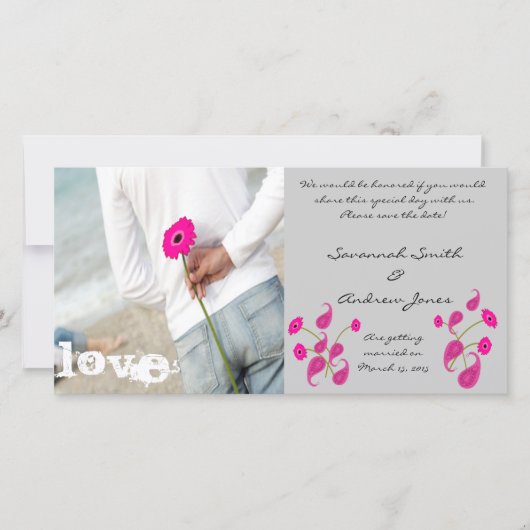 ラズベリーペイズリーとガーベラオングレーセーブ日付 セーブザデート (正面)