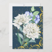 ラズベリーホワイトブルーピンク金ゴールド渦巻き植物体 招待状 (裏面)