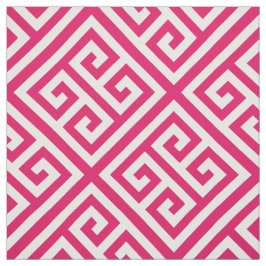 ラズベリーホワイトメッドギリシャ鍵Diag Tパターン#1 ファブリック