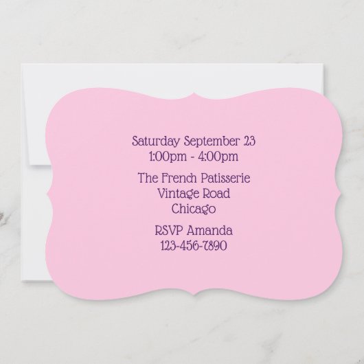 ラズベリーユムと夢のようなピンクのカップケーキ！バースデー 招待状 (裏面)