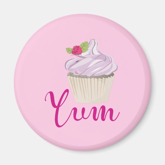 ラズベリーユムと夢のようなピンクのカップケーキ! マグネット (正面)