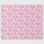 ラズベリーユムと夢のようなピンクのカップケーキ！ ラッピングペーパー (フラット)