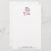 ラズベリーユムと夢のようなピンクのカップケーキ! 便箋 (正面/裏面)