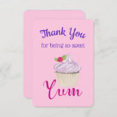 ラズベリーユムと夢のようなピンクのカップケーキ！感謝 招待状 (正面/裏面)