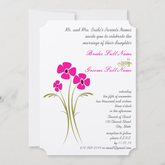 ラズベリーライムガーベラ結婚式招待状 招待状 (正面)