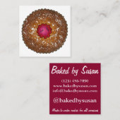 ラズベリーリンツァートクッキーバイ焼いたベーカリー食品 スクエア名刺 (正面/裏面)