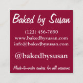 ラズベリーリンツァートクッキーバイ焼いたベーカリー食品 スクエア名刺 (裏面)