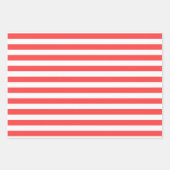 ラズベリーレッドホワイトギンガムドットのマッストライプのチング ラッピングペーパーシート (正面2)