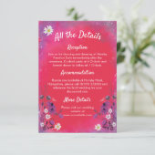 ラズベリーワイルドフラワー – RSVPカード垂直 エンクロージャーカード (スタンド正面)