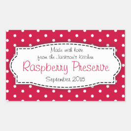 ラズベリー保存食品またはジャム瓶の食品ラベルのシール 長方形シール