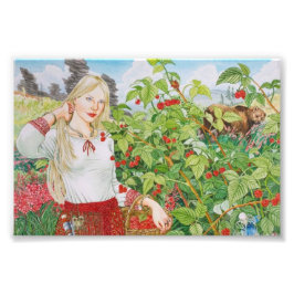 ラズベリー女性写真の拡大 フォトプリント           