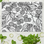 ラズベリー手描きパターン キッチンタオル (折り畳み)