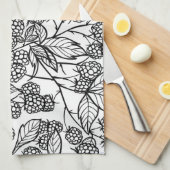 ラズベリー手描きパターン キッチンタオル (四つ折り)