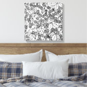 ラズベリー手描きパターン キャンバスプリント (インサイチュ (寝室))