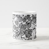 ラズベリー手描きパターン ジャンボコーヒーマグカップ (正面)