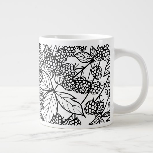 ラズベリー手描きパターン ジャンボコーヒーマグカップ (右)