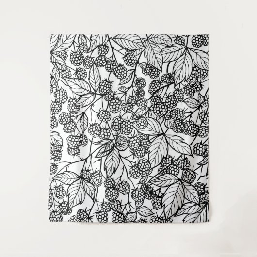 ラズベリー手描きパターン タペストリー (正面)