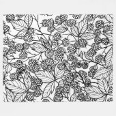 ラズベリー手描きパターン フリースブランケット (正面(横))