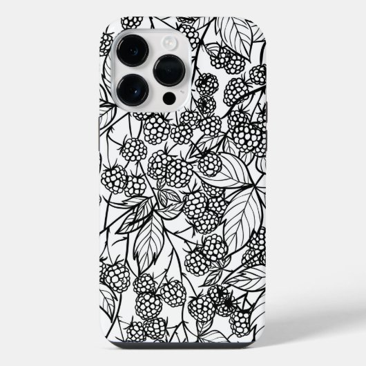 ラズベリー手描きパターン iPhoneケース (裏面)