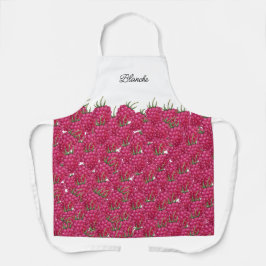 ラズベリー手絵を描水色パターン エプロン