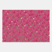 ラズベリー手絵を描水色パターン ラッピングペーパーシート (正面)