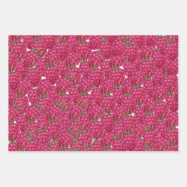 ラズベリー手絵を描水色パターン ラッピングペーパーシート