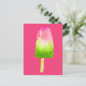 ラズベリー氷ブロックポップ・アートのアートポップシクル夏 ポストカード (スタンド正面)