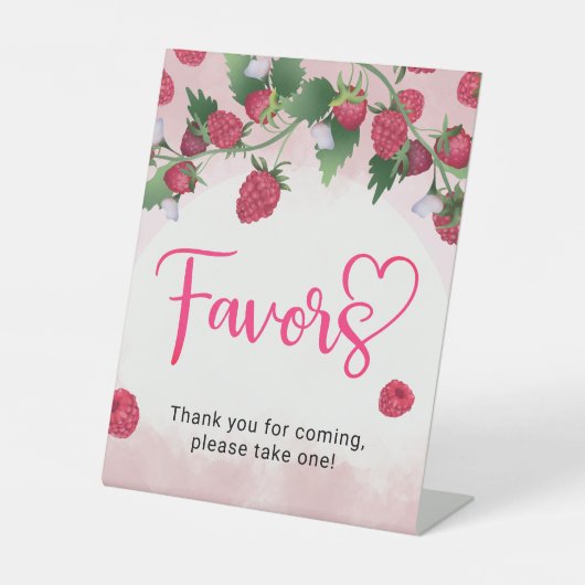 ラズベリー甘い水の色の女の子ベビーシャワーの好意 台座サイン (正面)