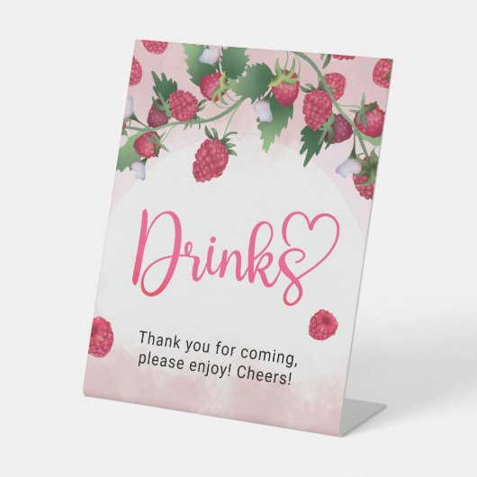 ラズベリー甘い水の色の女の子ベビーシャワー飲料 台座サイン (正面)