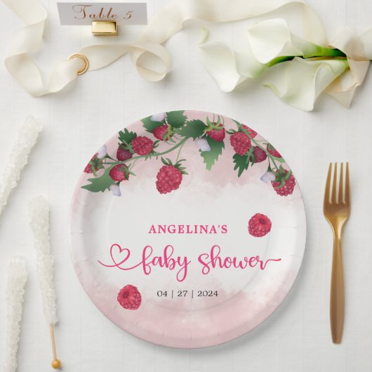 ラズベリー甘い水の色の女の子ベビーシャワー ペーパープレート (ウェディング)