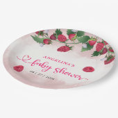 ラズベリー甘い水の色の女の子ベビーシャワー ペーパープレート (アングル)