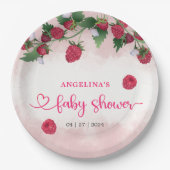 ラズベリー甘い水の色の女の子ベビーシャワー ペーパープレート (正面)