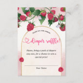 ラズベリー甘い赤ちゃんシャワーおむつラッフル エンクロージャーカード (正面)