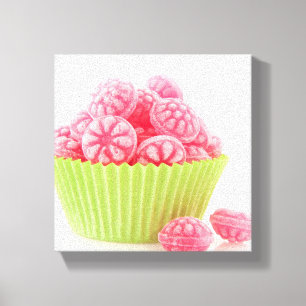 ラズベリー緑のコップの風味がよいキャンデーの菓子は固まります キャンバスプリント