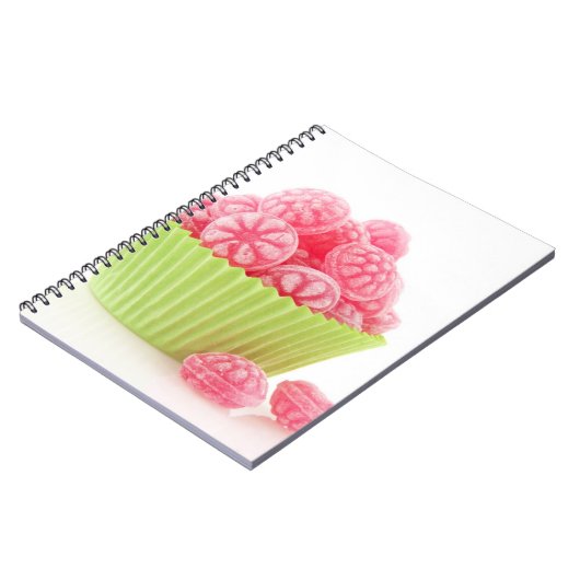 ラズベリー緑のコップの風味がよいキャンデーの菓子は固まります ノートブック (左側)