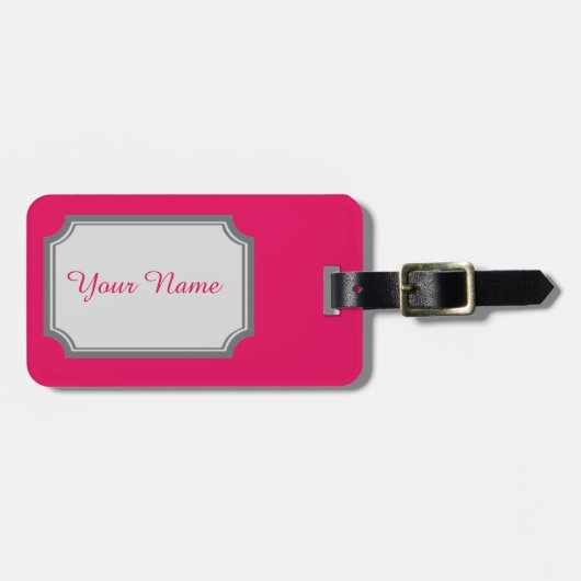 ラズベリー色のあなたの名前 ラゲッジタグ (正面横)
