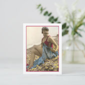 ラズベリー色の水着の入浴美人 ポストカード (スタンド正面)