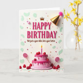 ラズベリー誕生日カード カード (黄色い花)