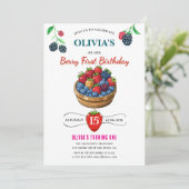 ラズベリー誕生日パーティーの招待 招待状 (スタンド正面)