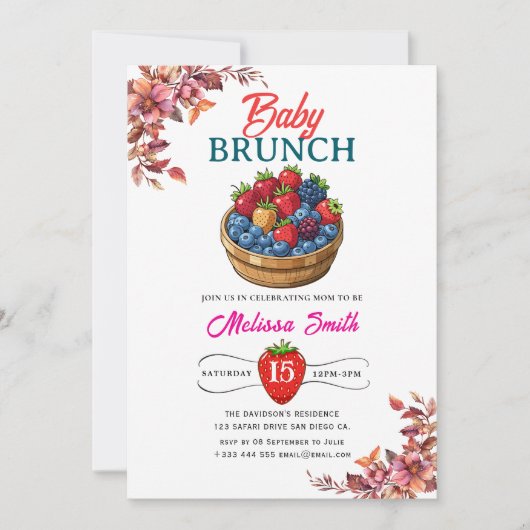 ラズベリー誕生日パーティーの招待 招待状 (正面)