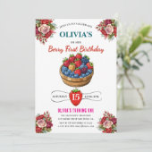 ラズベリー誕生日パーティーの招待 招待状 (スタンド正面)