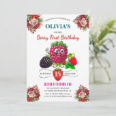 ラズベリー誕生日パーティーの招待 招待状 (スタンド正面)