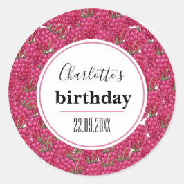 ラズベリー誕生日パーティー水の色パターン ラウンドシール