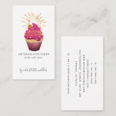 ラズベリー金ゴールドカップケーキベイカーベーカリーパティシシェフ 名刺 (正面/裏面)