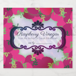 ラズベリー風味の酢ホームキャニングラベル リキュールボトルラベル