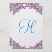 ラズベリー&アクアオンアイスペイズリー結婚式招待状 招待状 (正面/裏面)