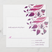 ラズベリー ウィステリア グレー 結婚式 出席確認 招待状 (正面/裏面)